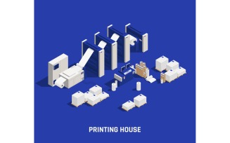Printing House Isometric Vector Illustration Concept