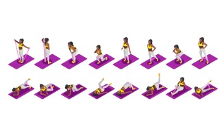 Resistance Band Exercises Isometric Recolor Vector Illustration Concept
