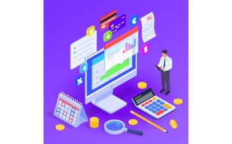 Accounting Financial Audit Isometric 2 Vector Illustration Concept