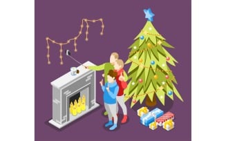 Christmas Mood Isometric Background 2 Vector Illustration Concept