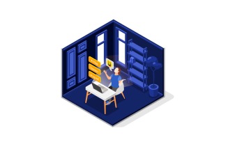 Cyber Bullying Isometric Composition 2 Vector Illustration Concept