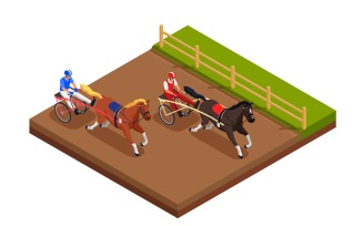 Equestrian Sport Isometric 2 Vector Illustration Concept