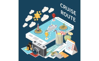 Sea Cruise Isometric 2 Vector Illustration Concept