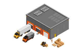 Warehouse Isometric 3 Vector Illustration Concept