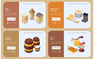 Apiary Honey Production Isometric 2 Vector Illustration Concept