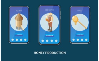 Apiary Honey Production Isometric 3 Vector Illustration Concept