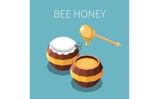 Apiary Honey Production Isometric 4 Vector Illustration Concept