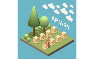 Apiary Honey Production Isometric 6 Vector Illustration Concept