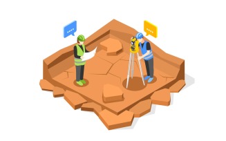 Geodesy Isometric Composition Vector Illustration Concept