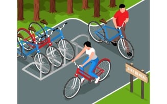 Isometric Bicycle Illustration Vector Illustration Concept