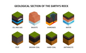 Isometric Geological Compositions Vector Illustration Concept