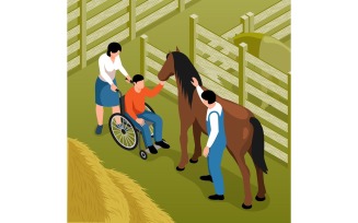 Isometric Horse Hippotherapy Illustration Vector Illustration Concept