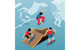 Isometric Skate Park Illustration Vector Illustration Concept