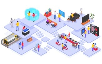 People Using Interfaces Isometric 2 Vector Illustration Concept