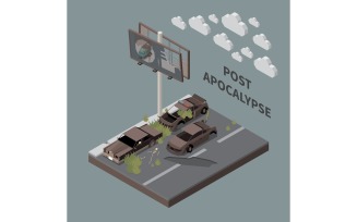 Post Apocalypse City Isometric 2 Vector Illustration Concept