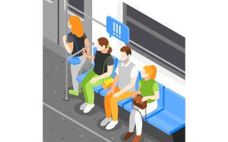 Public Transport Problems Isometric Background 2 Vector Illustration Concept