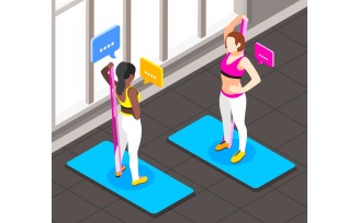 Resistance Band Exercises Isometric Background Vector Illustration Concept