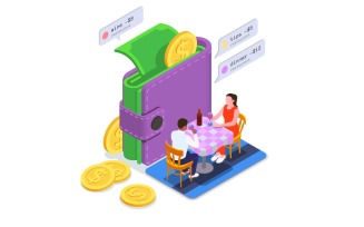 Financial Education Literacy Isometric 5 Vector Illustration Concept