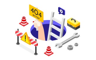 404 Error Isometric Background Vector Illustration Concept