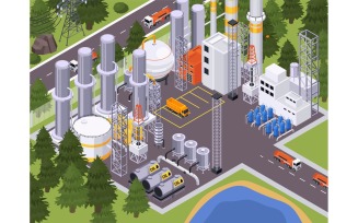 Oil Petroleum Industry Isometric Vector Illustration Concept