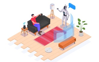 People Using Interfaces Isometric 3 Vector Illustration Concept