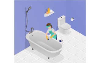 Professional Cleaning Service Isometric 2 Vector Illustration Concept