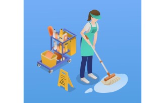 Professional Cleaning Service Isometric 3 Vector Illustration Concept