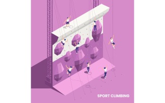 Sport Climbing Isometric 4 Vector Illustration Concept