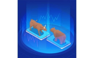 Stock Exchange Financial Market Trading Isometric 5 Vector Illustration Concept