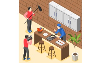 Cooking Show Isometric Background 2 Vector Illustration Concept