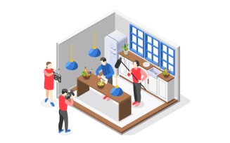 Cooking Show Isometric Composition 2 Vector Illustration Concept