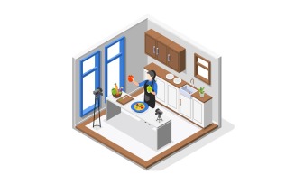 Cooking Show Isometric Composition Vector Illustration Concept