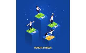 Gym Workout Fitness Isometric 2 Vector Illustration Concept