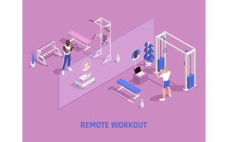 Gym Workout Fitness Isometric Vector Illustration Concept