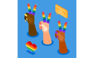 International Day Against Homophobia Isometric Background Vector Illustration Concept