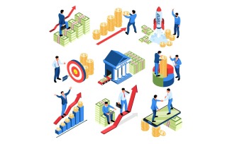 Isometric Investment Set Vector Illustration Concept