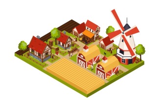 Medieval Compoisiton Isometric 8 Vector Illustration Concept