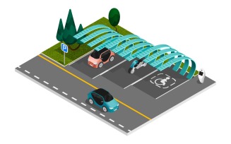 Parking Isometric Composition Vector Illustration Concept
