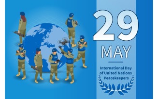 Un Peacekeepers Day 29 May Isometric Composition-01 Vector Illustration Concept