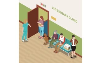 Veterinary Clinic Veterinarian Isometric 3 Vector Illustration Concept