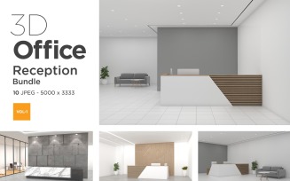 3D Office reception or hotel interior Mockup Bundle Vol 1