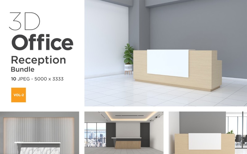 3D Office reception or hotel interior Mockup Bundle Vol 2 Product Mockup