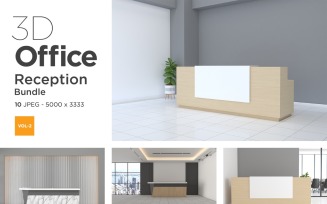 3D Office reception or hotel interior Mockup Bundle Vol 2