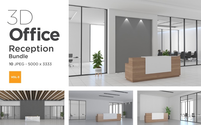 3D Office reception or hotel interior Mockup Bundle Vol 3 Product Mockup