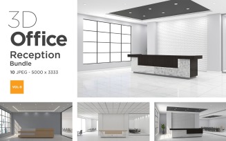 3D Office reception or hotel interior Mockup Bundle Vol 9