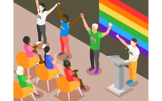 International Day Against Homophobia Isometric Background 2 Vector Illustration Concept