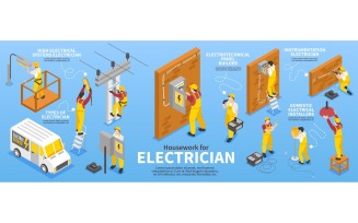 Isometric Electric Infographics Vector Illustration Concept