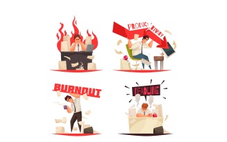 Professional Burnout Vector Illustration Concept