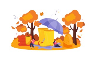Cozy Fall Flat Composition Vector Illustration Concept