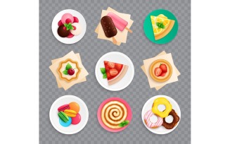 Desserts Sweets Flat Transparent Vector Illustration Concept